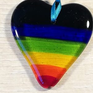 Glass Design – Rainbow Heart (blue top)